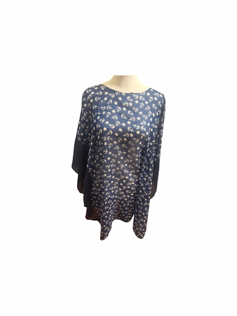 Navy Anchor Print Tunic Top